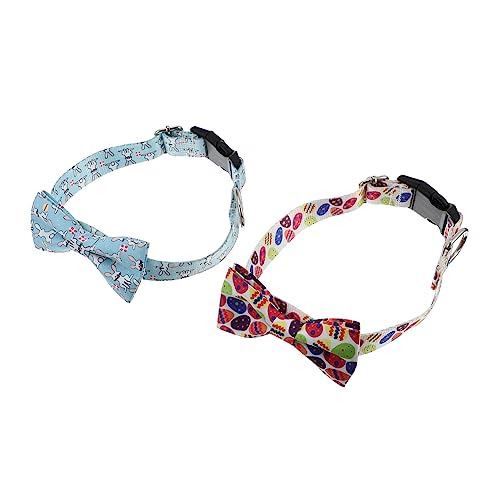 BESTonZON 2 Stück Ostern hundehalsband Katzenhalsband Haustier Kragen Körperpflege Ostern Hundezubehör Welpenhalsband mit Schleife Hundehalsband mit Schleife Hündchen Halskette Stoff von BESTonZON