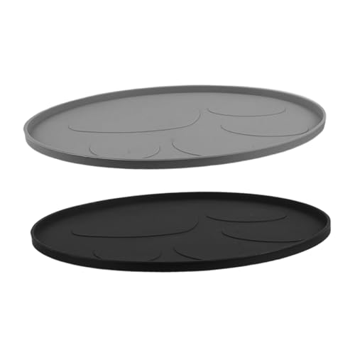 BESTonZON 2 Stück Runde wasserdichte Futtermatte für Hunde und Katzen rutschfest mit Erhöhtem Randabschluss Auslaufsicheres Design zum Schutz von Böden vor Verschmutzungen von BESTonZON