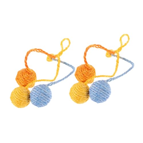 BESTonZON 2 Stück Sisal Katzenspielzeug Hängende Interaktive Bälle für Mentale Stimulation Sisal Konstruktion für Gesunde Kratzgewohnheiten für Kleine Wohnungen Blau Gelb und Orange von BESTonZON