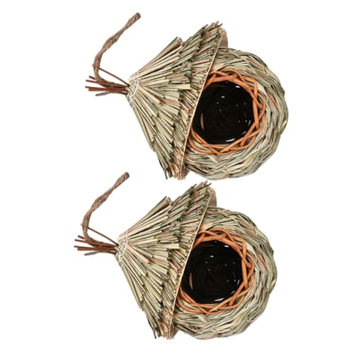 BESTonZON 2 Stück Strohvogelnest Garten Hängende Vögel Nisthaus Gewebte Strohvogelnester Natürliches Vogelnest Gewebtes Vogelhaus Strohpapageiennest Handgewebtes Vogelnest Gras BESTonZON 2 Stück Strohvogelnest Garten Hängende Vögel Nisthaus Gewebte Strohvogelnester Natürliches Vogelnest Gewebtes Vogelhaus Strohpapageiennest Handgewebtes Vogelnest Gras von BESTonZON