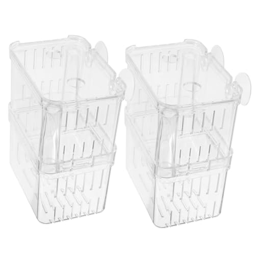 BESTonZON 2 Stück Teiliges Fischbrutkasten mit Saugnäpfen Sichere Isolationsbox für Aquarium Oberdeckel gegen Springen Belüftung für Aufzucht Trennung und Schutz von Zufällige Farbe von BESTonZON