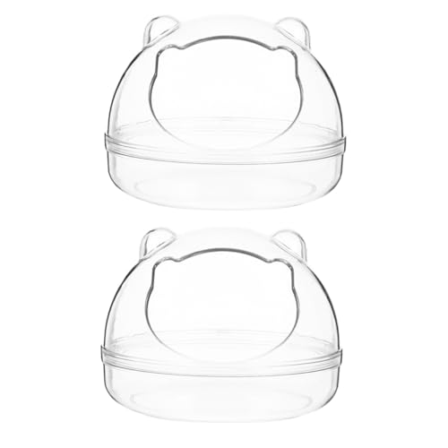BESTonZON 2 Stück Teiliges Hamster Sandbad Badezimmer Transparente Kunststoff Badewannen mit Glatten Kanten Hygienisch und Sicher für Kleintiere Praktisch für Zwerghamster und Kleine von BESTonZON