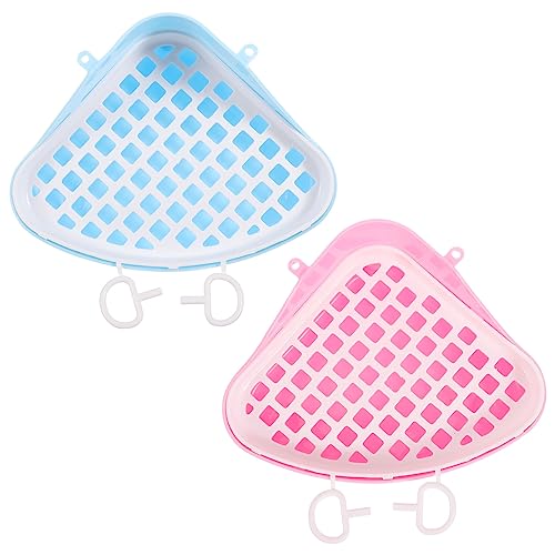 BESTonZON 2 Stück Teiliges Haustier Toiletten für Hamster Kaninchen Meerschweinchen Auslaufsicheres Katzentoilette mit Offenem Doppel Lagen Design rutschfest Pflegeleicht für Innen und von BESTonZON