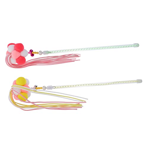 BESTonZON 2 Stück Teiliges Katzenspielzeug Bunte Katzenangel mit Langlebigem Abs PVC Material Interaktiver Teaser zauberstab für Kätzchen Spiel Fördert Bewegung und Beißen Geeignet für von BESTonZON