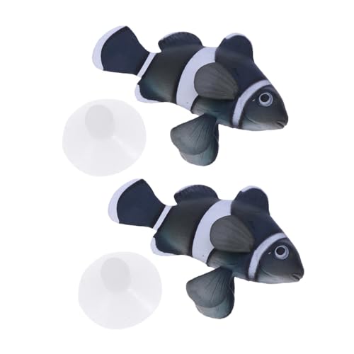 BESTonZON 2 Stück Teiliges Silikon Aquarium Clownfisch Schwimmend Farbecht und Faderesistent Lebensechte Dekoration für Süß Salzwasser-fischbecken Dynamisches Unterwasser von BESTonZON