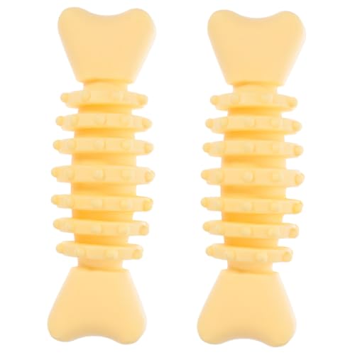 BESTonZON 2 Stück Teiliges Welpen Kauspielzeug aus Sicherem TPR Material Gelbe Fischknochenform Langlebig und Leicht Beißen und Zahnpflege für Kleine Hunde und Welpen BESTonZON 2 Stück Teiliges Welpen Kauspielzeug aus Sicherem TPR Material Gelbe Fischknochenform Langlebig und Leicht Beißen und Zahnpflege für Kleine Hunde und Welpen von BESTonZON