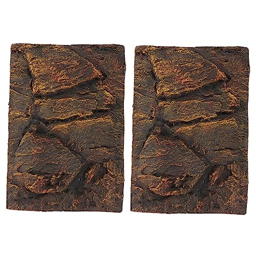 BESTonZON 2 Stück Terrarien Hintergrundplatte PU Material Reptilienfreundlich Leichtes Aquarium Dekoration für Fisch und Schildkrötenbecken Naturgetreu und Platzsparend von BESTonZON