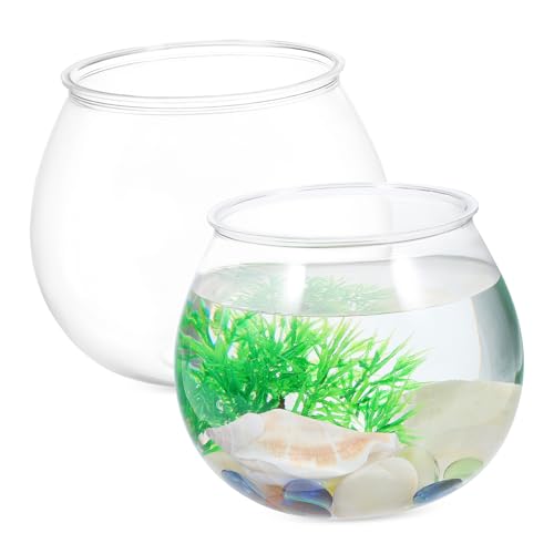 BESTonZON 2 Stück Transparente Kleine Runde Fischschalen Premium Kunststoff Tisch Dekoration und Aquarium Pflanzenhalter Vielseitig als Hydroponik Station Party Schale Robust und BESTonZON 2 Stück Transparente Kleine Runde Fischschalen Premium Kunststoff Tisch Dekoration und Aquarium Pflanzenhalter Vielseitig als Hydroponik Station Party Schale Robust und von BESTonZON