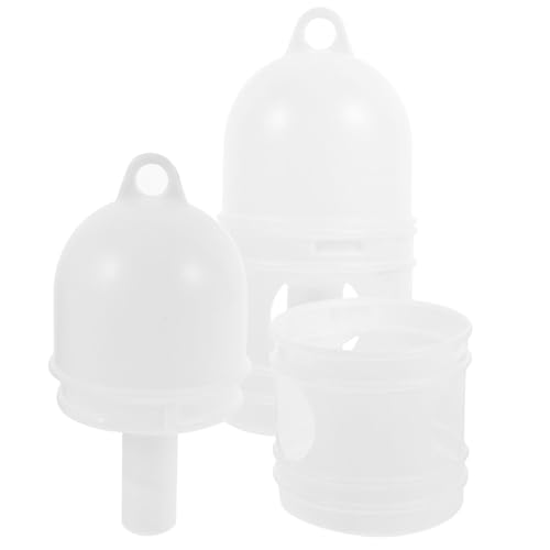 BESTonZON 2 Stück Trinkbrunnen Wachtel Taubenwasserfuttermittel Vogel Wassertrinker Futterspender einwegrasierer Futter- und Tränkenset für Küken Futterstelle für Wasservögel Plastik Weiß von BESTonZON
