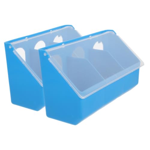 BESTonZON 2 Stück Vogelfutterspender Kunststoff Taubentränke mit Deckel Futterstation Futter Wasser und Sandbehälter für Taubenkäfig Multifunktional und Auslaufsicher in Blau von BESTonZON