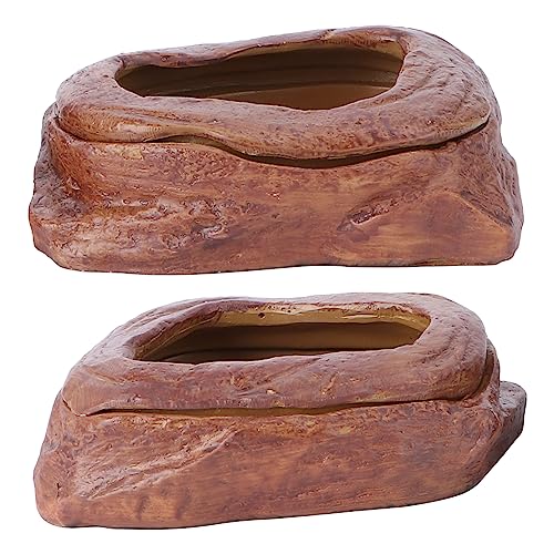 BESTonZON 2 Stück kletternder Tierfutternapf Eidechsen füttern Haustier Speiseteller erzogen Essen pet Feeder die Libelle schleichtiere Reptilien Schüssel Futternapf für Eidechsen Harz Brown von BESTonZON