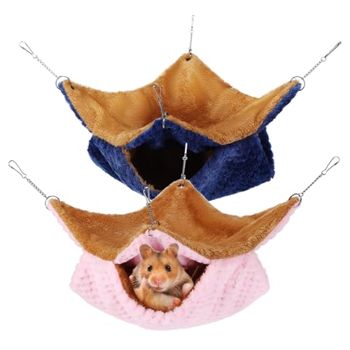 BESTonZON 2 Teiliges Mini Hängematten für Kleintiere Weiche Warme Kuschelhängematte für Hamster Ratten Meerschweinchen und Vögel Robustes Plüschmaterial Vielseitig Einsetzbar von BESTonZON