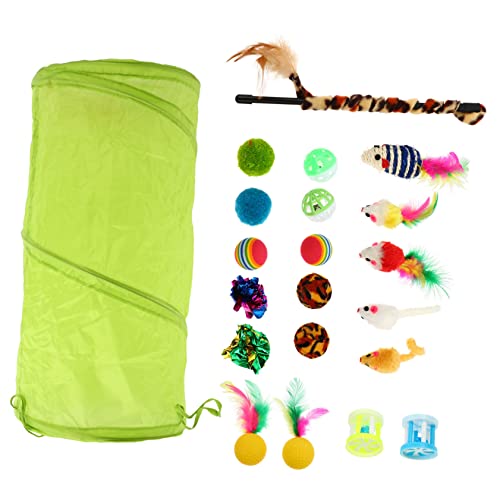 BESTonZON 21 Stück lustiges Katzenspielzeug Interaktives Katzenspielzeug Katzen-Teaser hoch neckisch Interactive cat Toy Katzen beschäftigungsspielzeug Katze Plüschtier Katzentunnel Plastik von BESTonZON