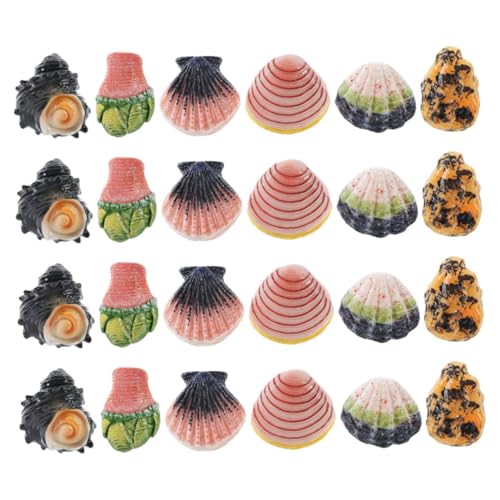 BESTonZON 24 Stück Teiliges Miniatur-fischbecken-dekor Detaillierte Resin-meeresmuscheln und Kleine Konchenschnecken Fischfreundliche Aquarium-Accessoires für Süßwasser-aquarien und von BESTonZON