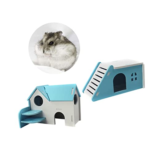 BESTonZON 2stück PVC Hamsterhaus Mit Doppelschicht-Villa Für Kleine Nagetiere Spielzeug Für Ratten Mäuse Und Zwerghamster Blau von BESTonZON