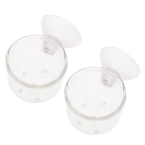 BESTonZON 2Stücke Fischtank Lebensmittelspender Form Aquarium Futterhalter mit Saugnapf Transparentes Design und Tragbar für Fischtankversorgung von BESTonZON