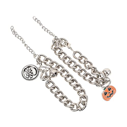 BESTonZON 2Stücke Halloween Hundehalsband Teiliges Kreatives Design Mit Skelett Und Kürbis Hochwertige Halloween Hundedekoration Für Mittelgroße Und Katzen Für Partys von BESTonZON