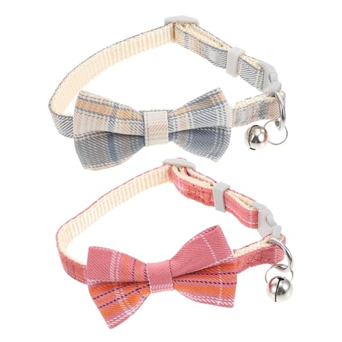 BESTonZON 2Stücke Kätzchen Halsband Verstellbares Katzenkragen mit Kleiner Glocke Gittermuster Design für Katzenbabys für Partys und Festlichkeiten und Tragbar BESTonZON 2Stücke Kätzchen Halsband Verstellbares Katzenkragen mit Kleiner Glocke Gittermuster Design für Katzenbabys für Partys und Festlichkeiten und Tragbar von BESTonZON