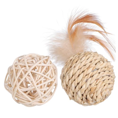 BESTonZON 2Stücke Katzen Rattan Bälle mit Integrierter Glocke Interaktives für Kätzchen Natürliches Material Fördert Bewegung und Stress für Katzenbedarf BESTonZON 2Stücke Katzen Rattan Bälle mit Integrierter Glocke Interaktives für Kätzchen Natürliches Material Fördert Bewegung und Stress für Katzenbedarf von BESTonZON