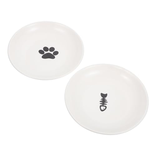 BESTonZON 2Stücke Katzenfutterplatten aus Keramik Erhöhte Katzenschalen mit Großer Kapazität Rutschfestem Design und Ergonomischer für Bequemes Füttern und Optimale Haltung von BESTonZON