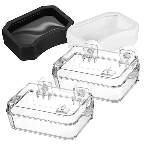 BESTonZON 2Stücke Reptilien Futterstation Flucht Sichere Futterschalen für Eidechsen Bartagamen und Geckos Wasser und Futterbecher Transparent von BESTonZON