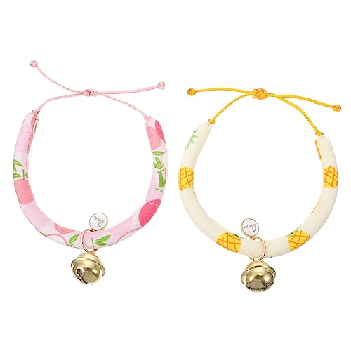 BESTonZON 2Stücke Verstellbarer Haustierkragen Mit Glocke Weicher Und Sicherer Choker Für Katzen Und Kleine Niedliches Design Ananas Für Kätzchen von BESTonZON