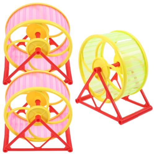 BESTonZON 3 Stück Hamster Laufband Lustige Plastik Radspielzeuge Zufälligen Farben für Kleintiere Leise und Sicher für Hamster und Andere Nager Fördert Bewegung und Mentale Zufällige Farbe von BESTonZON