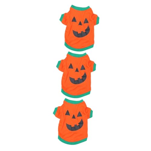BESTonZON 3 Stück Haustierkürbiskleidung Hundehemd Haustier-Halloween-Kostüme für Hunde Hund Halloween Kostüm orangefarbenes T-Shirt Outfits kleines Hunde Kürbis Haustier von BESTonZON