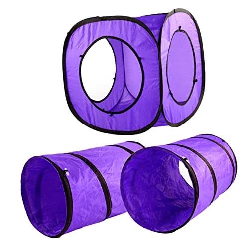 BESTonZON 3 Stück Katzentunnel Crinkle-Katzen-Tunnel zusammenklappbar Katze interaktiv interaktives katzenspielzeug Interactive cat Toy Katzenrohr Haustier-Katzen-Tunnel Stahldraht Violett von BESTonZON