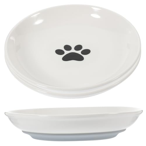BESTonZON 3 Stück Keramik Katzennapf mit Rutschfestem Silikonboden Flacher Breiter Futternapf für Kleine Katzen und Kätzchen Ergonomisch Geformte Schale zur Gesunden Fütterung und Ermüdung von BESTonZON
