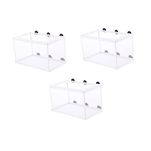 BESTonZON 3 Stück Kleine Fischbrut Isolierboxen mit Netz und Saugnapf Robustes Aquarium Aufzuchtbecken für Fischzucht Klarer Inkubator zur Trennung Aggressiver und Schwacher Fische von BESTonZON