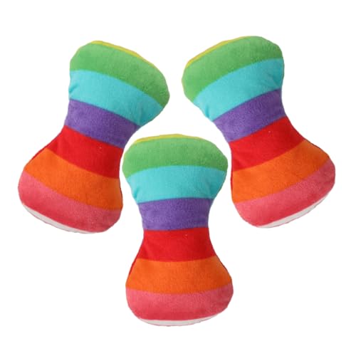 BESTonZON 3 Stück Plüsch Hundespielzeug Waschbare Knochenform mit Quietscher für Kleine und Welpen Interaktive Kauspielzeuge für und Training von BESTonZON