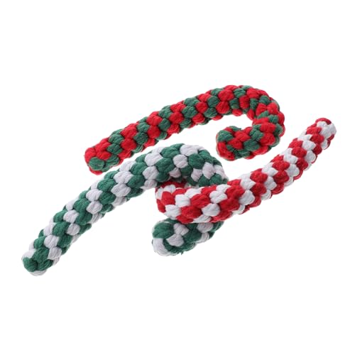 BESTonZON 3 Stück Teiliges Baumwollseil Hundespielzeug Kauspielzeug für Welpen und Katzen Interaktives Beißspielzeug zur Zahnpflege und Beschäftigung Robustes Pet Toy Rot Grün Weiß Rot Grün von BESTonZON