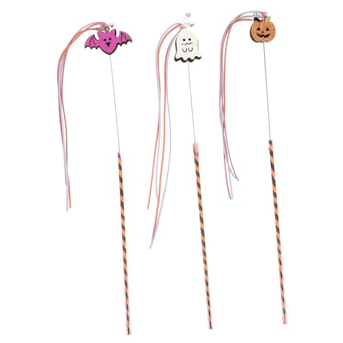 BESTonZON 3 Stück Teiliges Halloween Katzenspielzeug mit Interaktiven Teaser Stäben Leichte Katzenangel mit Glocken Quasten Gruselmotiven für Aktives Training und Spielerische Bindung zu BESTonZON 3 Stück Teiliges Halloween Katzenspielzeug mit Interaktiven Teaser Stäben Leichte Katzenangel mit Glocken Quasten Gruselmotiven für Aktives Training und Spielerische Bindung zu von BESTonZON
