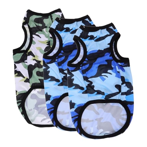 BESTonZON 3 Stück Teiliges Hunde Tanktop Camouflage Atmungsaktive Leichte Polyesterweste für Kleine Hunde Sommer Hundeshirt Bequemes Pet Vest mit Schweißabsorbierender Funktion Modisch und von BESTonZON