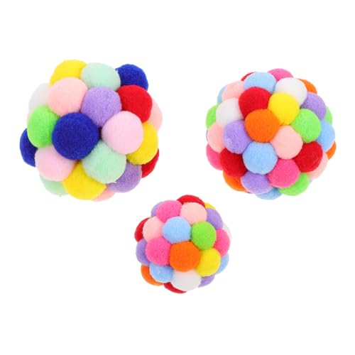 BESTonZON 3 Stück Teiliges Interaktives Katzenspielzeug Bunte Elastische Bälle Stressabbauend Sicher für Katzen Geeignet als Katzenspielzeug zur Beschäftigung und Bewegung von BESTonZON