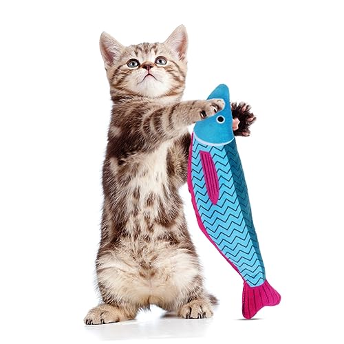 BESTonZON 3 Stück Teiliges Katzenminze Katzenspielzeug Realistisch Geformte Plüschfisch Spielzeuge mit Quietscher Interaktives Pet Teaser für Katzen zur Stressreduktion und Beschäftigung von BESTonZON