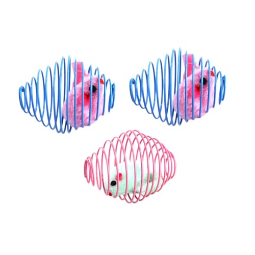 BESTonZON 3 Stück Teiliges Katzenspielzeug Mäuse aus Plüsch Interaktives Kauspielzeug für Kätzchen Zufällige Farben Lustiges Training zur Zahnreinigung und Bewegung Zufällige Farbe von BESTonZON
