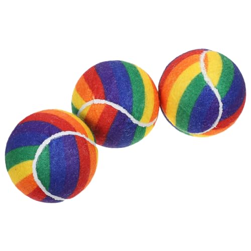 BESTonZON 3 Stücke Teiliges Bunter Tennisbälle für Hunde Strapazierfähige und Elastische Spielzeuge für Kleine und Mittelgroße Hunde für Apportierspiele und Interaktive Beschäftigung von BESTonZON