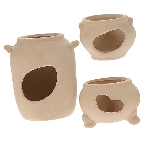 BESTonZON 3Stücke Aquarium Dekoration Aus Keramik Teiliges Fischtank Hideaway Für Garnelen Und Fische Für Natürliche Aquariengestaltung Beige Kreative Versteckmöglichkeiten von BESTonZON