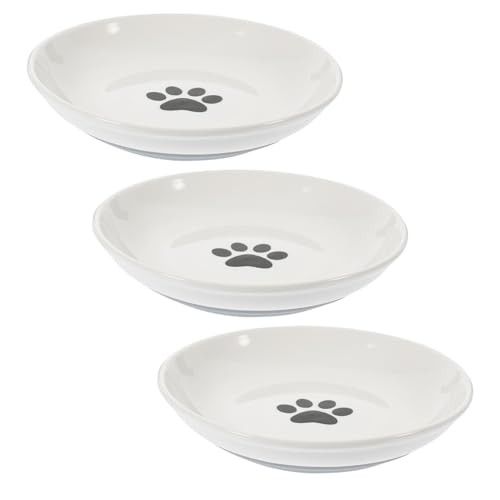 BESTonZON 3Stücke Keramische Katzenfutterschalen Mit Rutsch Silikonboden Flache Katzenschalen Für Futter Und Wasser Für Katzen Und Kleine Haustiere von BESTonZON