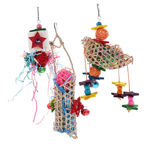 BESTonZON 3stücke Bunte Futter Schredder Spielzeug Für Papagei Vogel Spielzeug Kauspielzeug Für Papageien Papageienkäfigspielzeug von BESTonZON