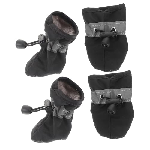 BESTonZON 4 Stück Atmungsaktive und wasserdichte Hundeschuhe Kleine rutschfeste Pfotenschutz Schuhe mit Weicher Sohle Sicherer Sitz für Drinnen und Draußen Gelenkschonend und Komfortabel von BESTonZON