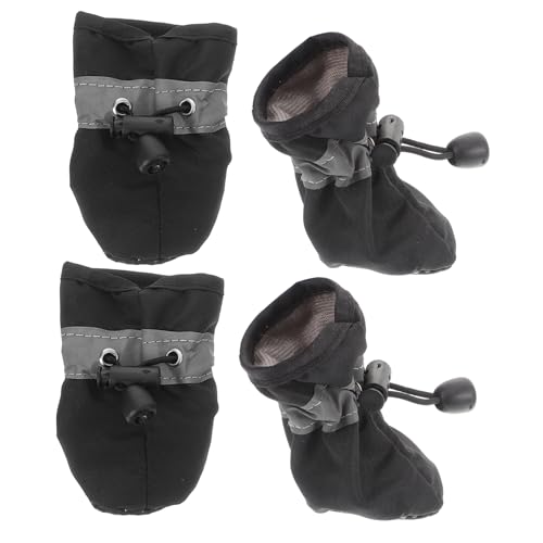 BESTonZON 4 Stück Atmungsaktive wasserdichte Hundeschuhe mit Rutschfester Sohle Reflektierend Weiche Pfotenschützer für Kleine Hunde für Indoor und Outdoor Aktivitäten im Winter von BESTonZON