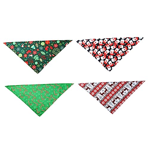 BESTonZON 4 Stück Dreieckstuch für Haustiere Handtuch mit individuelle Bandanas für Hunde dreieckig Lätzchen hundeschal Weihnachten Dog Bandana handtücher Halsband für Hunde Hundespeichel von BESTonZON
