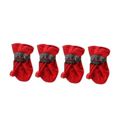 BESTonZON 4 Stück Haustier Stiefel Hundeschuhe Schuh Stiefel Für Hunde Hundestiefel Schuhe Hund Schuhe Haustier Rot von BESTonZON