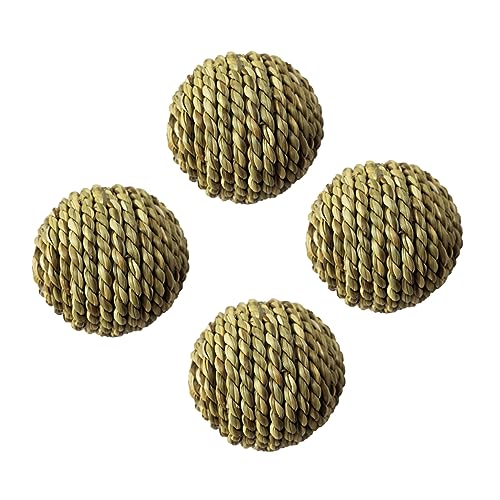 BESTonZON 4 Stück Haustier Stroh Ball Geformt Geflochtenes Gras Hamsterspielzeug Seegras Haustierspielzeug Hamster-laufball Heu Rattan Nahrungssuche Beißspielzeug Hamster -kauspielzeug Green von BESTonZON
