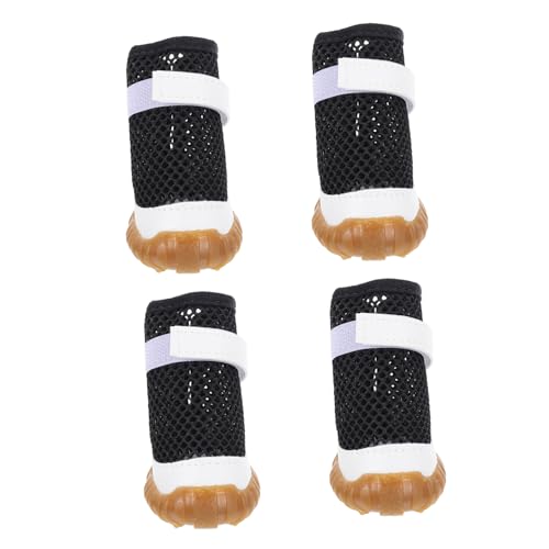 BESTonZON 4 Stück Hollow Mesh Sommerschuhe für Hunde Atmungsaktive rutschfeste Boots für Kleine Hunde für Drinnen und Draußen für Heiße Schwarz von BESTonZON