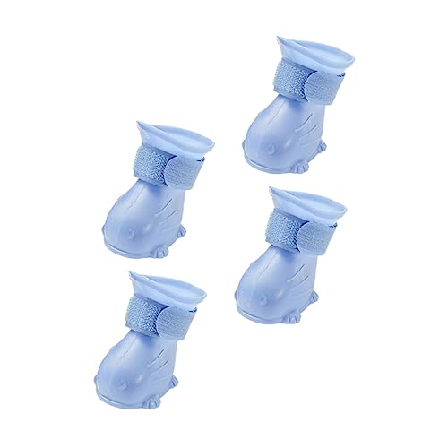 BESTonZON 4 Stück Hunde Regenstiefel rutschfeste wasserdichte Tep Schuhe für Hunde für Outdoor Aktivitäten Große Hellblau Pfotenfreundlicher Schutz für Ihren Hund von BESTonZON