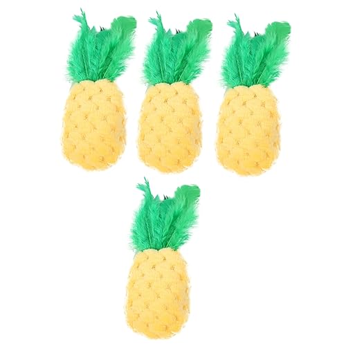 BESTonZON 4 Stück Interaktives Katzenspielzeug aus Teilig mit Katzenminze im Bunten Ananas Design Fördert das Kauen und Spielverhalten zur Beschäftigung und Unterhaltung von Katzen von BESTonZON